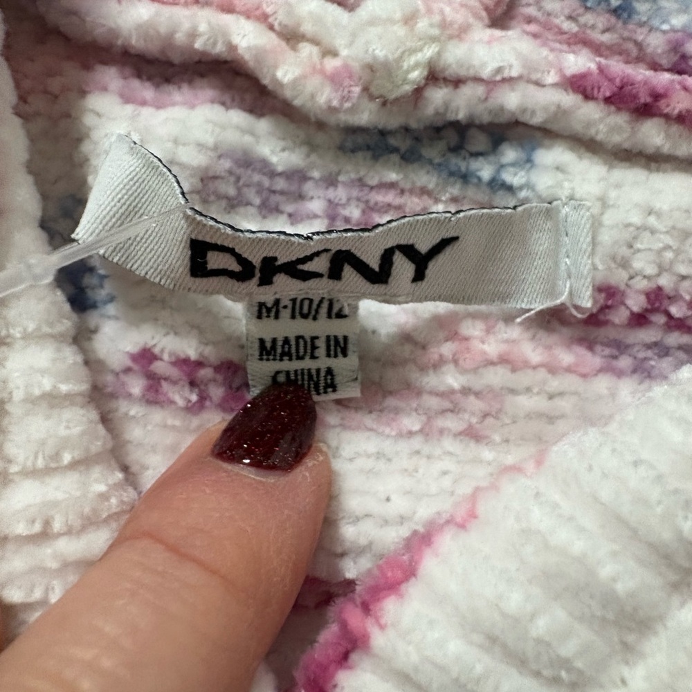 DKNY NWT Girls Confetti Soft Chenille Hooded Sweater Sz. Med. 10-12 - Picture 5 of 9